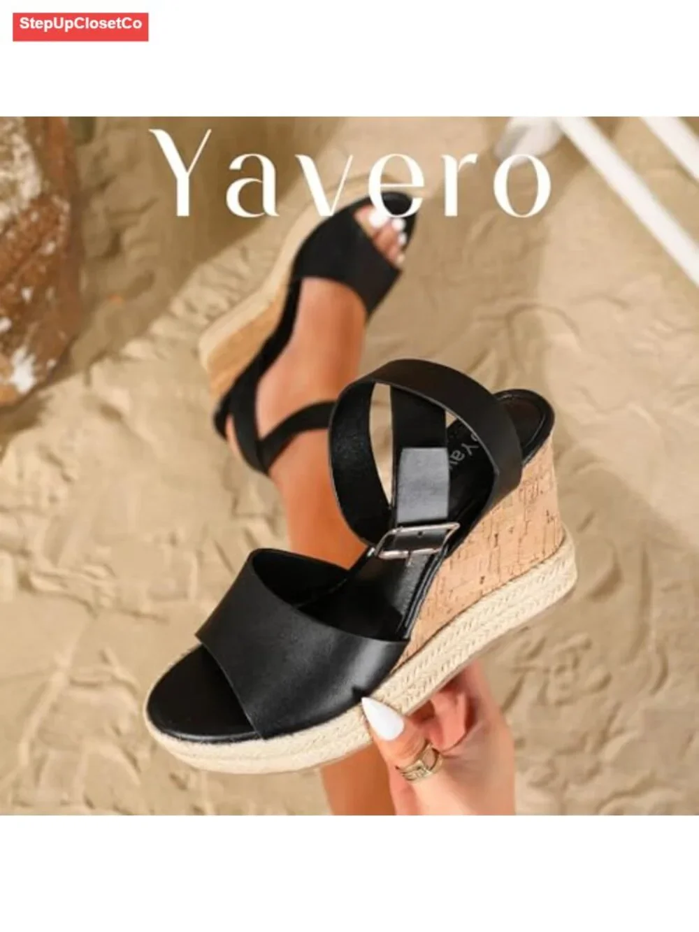 Women's Espadrille Wedge Sandals Ankle Strap Cork Platform Dressy Sandals